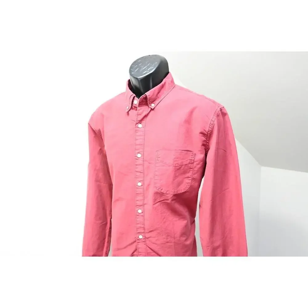 J Crew Dress Shirt Slim Untucked Dark Red Button Up Long Sleeve Mens Sz‎ Large